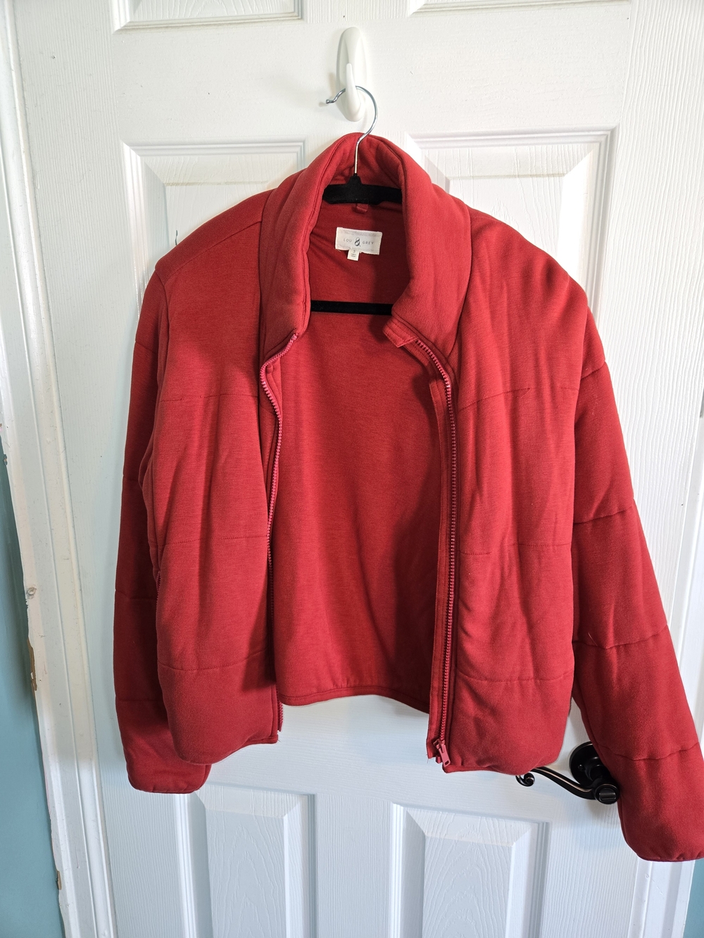 Lou & Grey Bright Red Quilted Zip Puffer Jacket